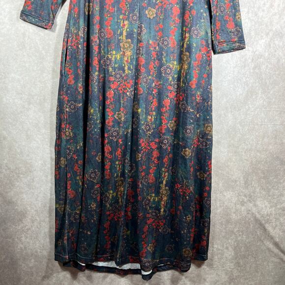 Natural Life‎ Lottie Maxi Dress Women Small Blue Watercolor Floral Midi Boho NEW - Picture 6 of 10